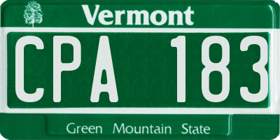 VT license plate CPA183