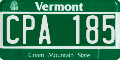 VT license plate CPA185