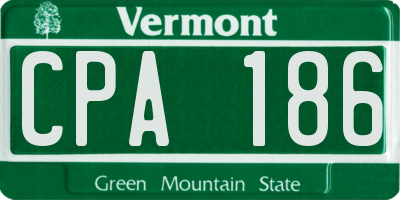 VT license plate CPA186
