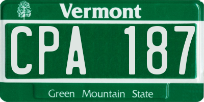 VT license plate CPA187