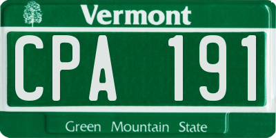 VT license plate CPA191