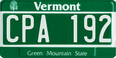 VT license plate CPA192