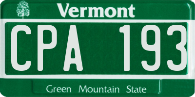 VT license plate CPA193