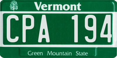 VT license plate CPA194
