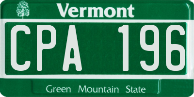 VT license plate CPA196