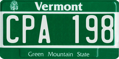 VT license plate CPA198