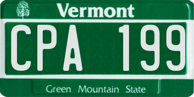 VT license plate CPA199