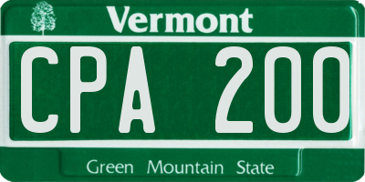 VT license plate CPA200