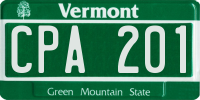VT license plate CPA201