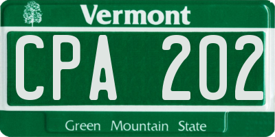 VT license plate CPA202
