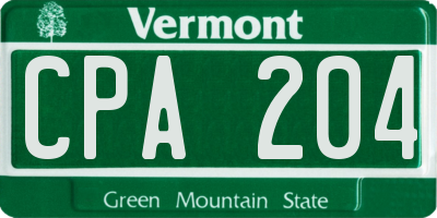 VT license plate CPA204