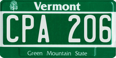 VT license plate CPA206