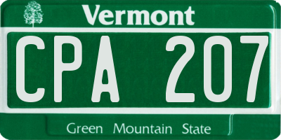 VT license plate CPA207