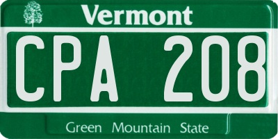 VT license plate CPA208