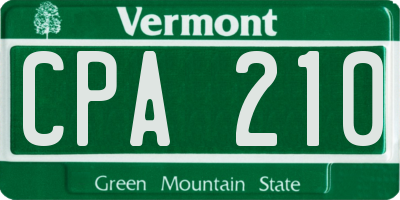 VT license plate CPA210