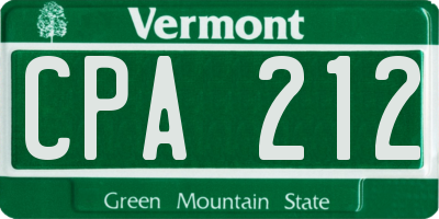 VT license plate CPA212