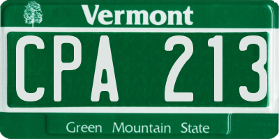 VT license plate CPA213