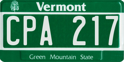 VT license plate CPA217