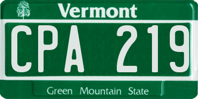 VT license plate CPA219