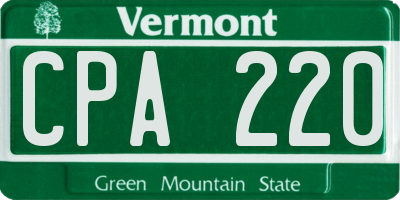 VT license plate CPA220