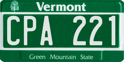 VT license plate CPA221