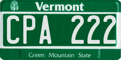 VT license plate CPA222