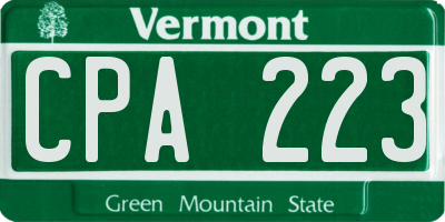 VT license plate CPA223