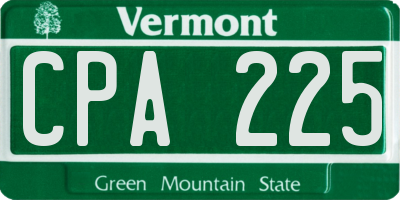 VT license plate CPA225