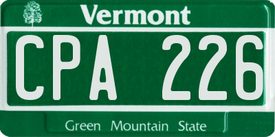 VT license plate CPA226