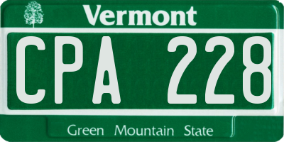 VT license plate CPA228