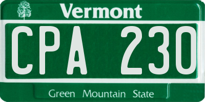 VT license plate CPA230