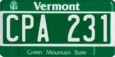 VT license plate CPA231