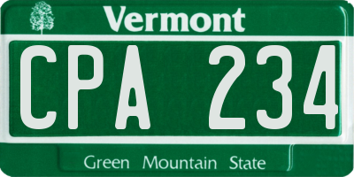 VT license plate CPA234