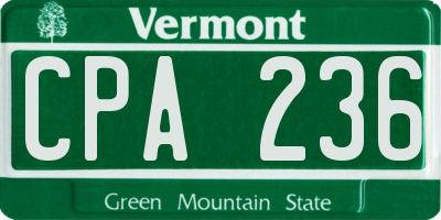 VT license plate CPA236