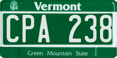 VT license plate CPA238