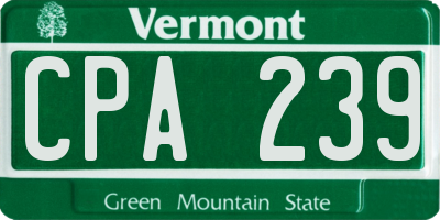 VT license plate CPA239