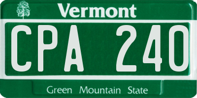 VT license plate CPA240