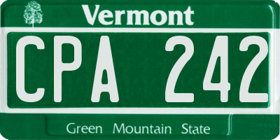 VT license plate CPA242