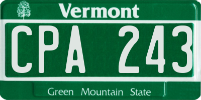 VT license plate CPA243