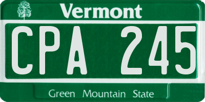 VT license plate CPA245