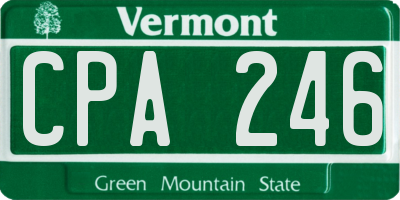 VT license plate CPA246