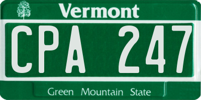 VT license plate CPA247
