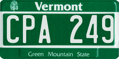VT license plate CPA249