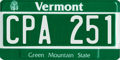 VT license plate CPA251