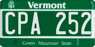 VT license plate CPA252