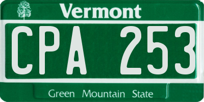 VT license plate CPA253