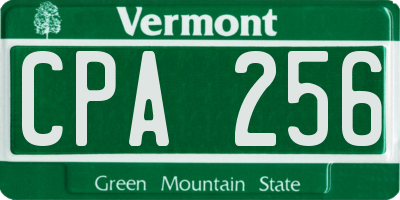 VT license plate CPA256
