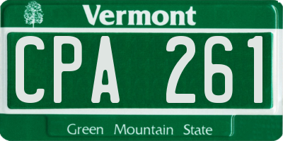 VT license plate CPA261
