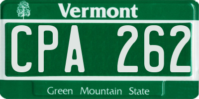 VT license plate CPA262