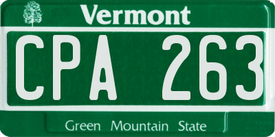 VT license plate CPA263